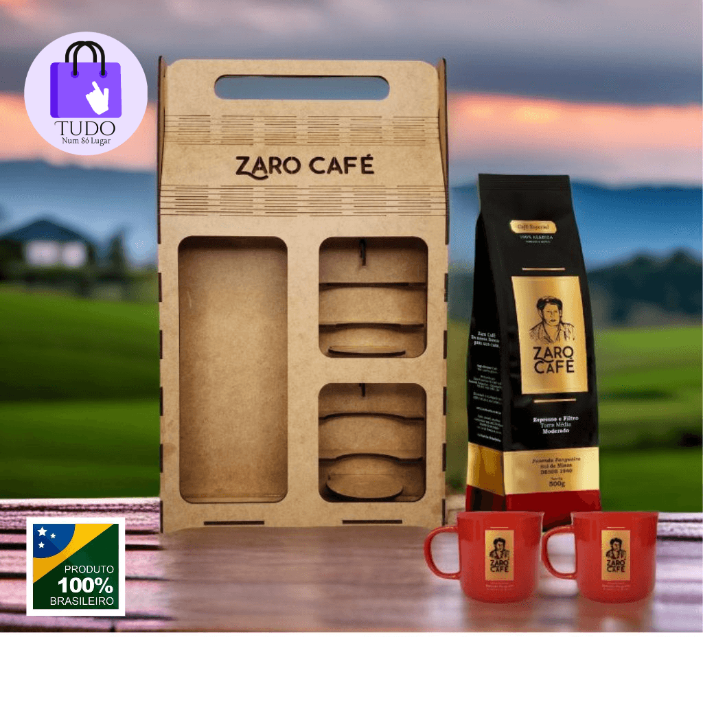 Kit Presente Zaro Café Moderado Moído 500g + 2 Canecas Vermelhas 200ml