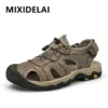 Sandálias de Couro Genuíno para Homens Tênis de Caminhada Leve Sapatos Casuais, Praia, Sapatos Clássicos de Caminhada ao Ar Livre