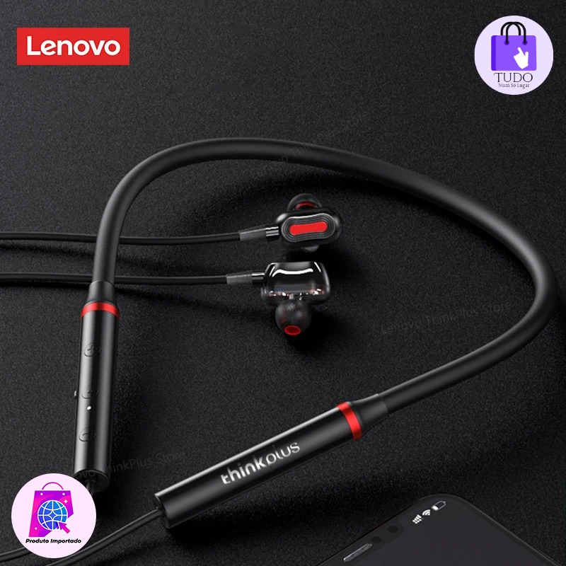 Lenovo-HE05 Pro Sem Fio, Microfone Impermeável, Fone de Ouvido TWS, Bluetooth 5.0, Neckband Esportes