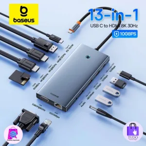 Baseus USB Tipo C para HDMI Adaptador Hub Compatível 13-em-1 DP 4k